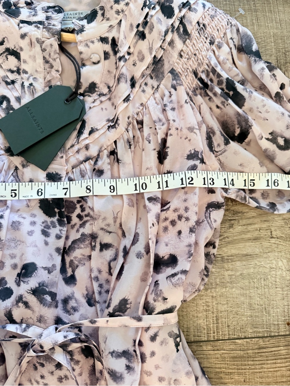 NWT All Saints Kelli Watku Mini Dress Pink Black Size 4 - Picture 9 of 12